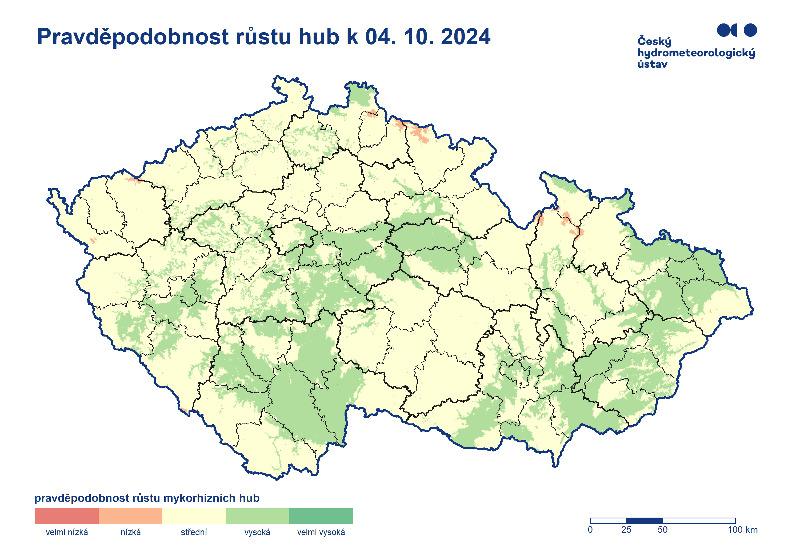 Pravděpodobnost růstu hub podle meteorologů