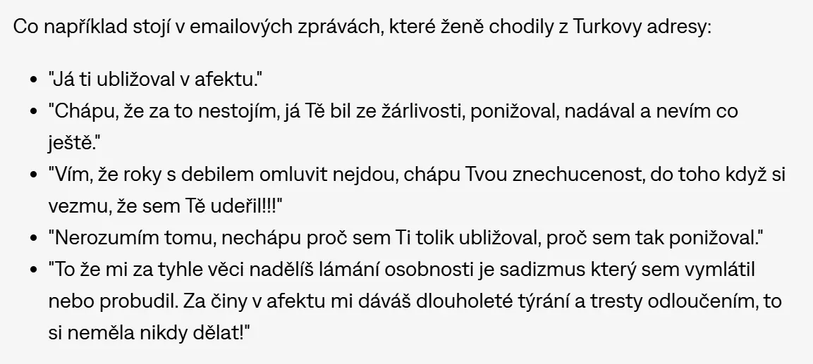 Zprávy z Turkova emailu