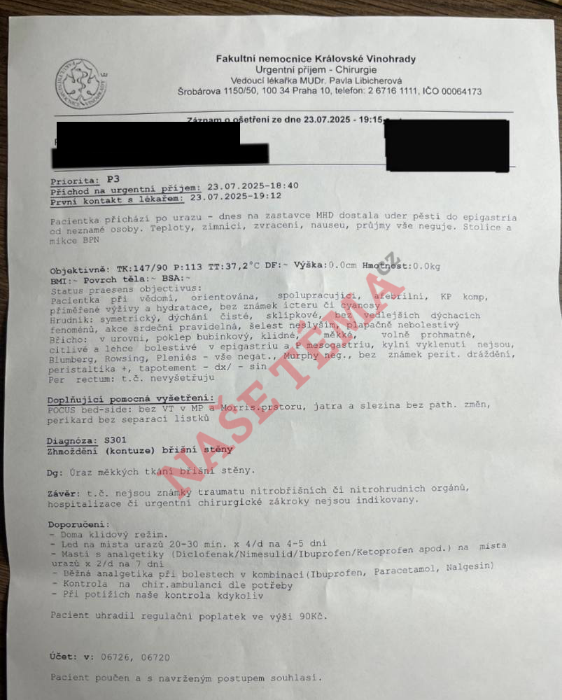Lékařská zpráva o napadení