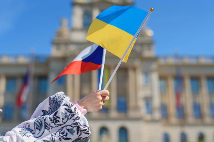 Ukrajinská a česká vlajka