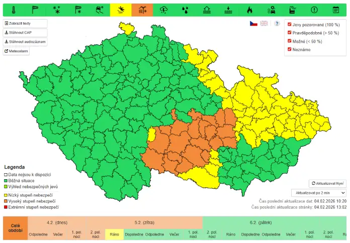 Výstraha před námrazou a ledovkou