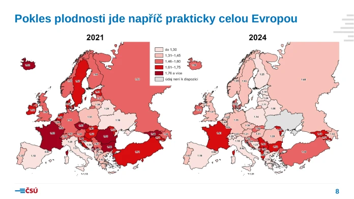 Pokles plodnosti jde napříč prakticky celou Evropou