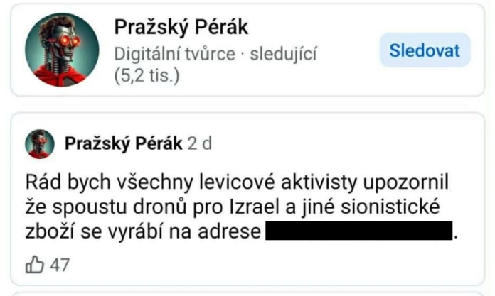Příspěvek, který měl podle poslance Rajchla zveřejnit Vojtěch Pšenák