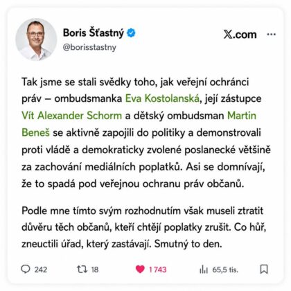 Upraven&aacute; verze původn&iacute;ho př&iacute;spěvku publikovan&aacute; na profilu Borise &Scaron;ťastn&eacute;ho na Instagramu